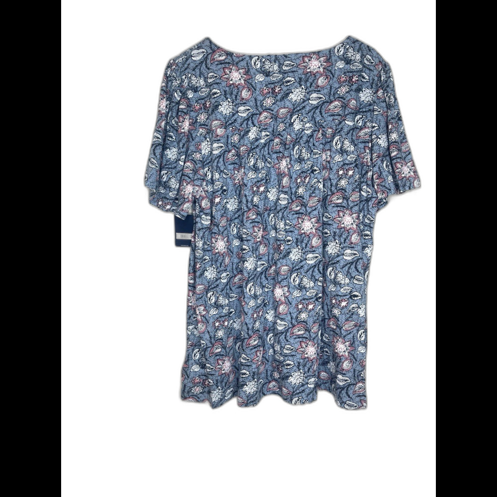 Lucky Brand Women 3X Blue Pink Floral Boho Peasant Blouse Smocked Yoke Plus Size - Picture 11 of 13